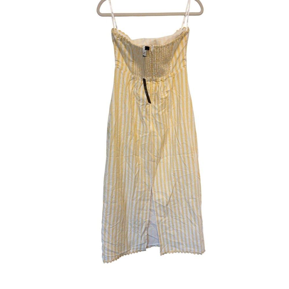 NWT Lulus Brigita Yellow Striped Strapless Column Midi Dress Sz Medium - Picture 5 of 6